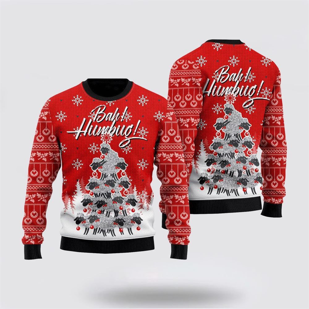 Bah Humbug Sheep Xmas Ugly Christmas Sweater, Farm Sweater, Christmas Gift, Best Winter Outfit Christmas