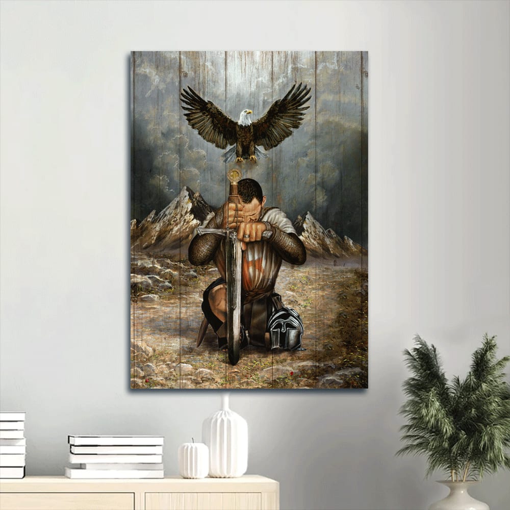 Bald Eagle Warrior Of Christ Canvas Wall Art - Sword Of The Spirit