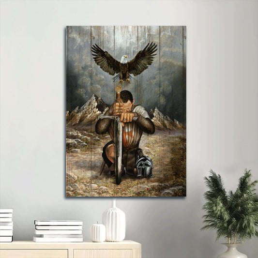 Bald Eagle Warrior Of Christ Canvas Wall Art - Sword Of The Spirit