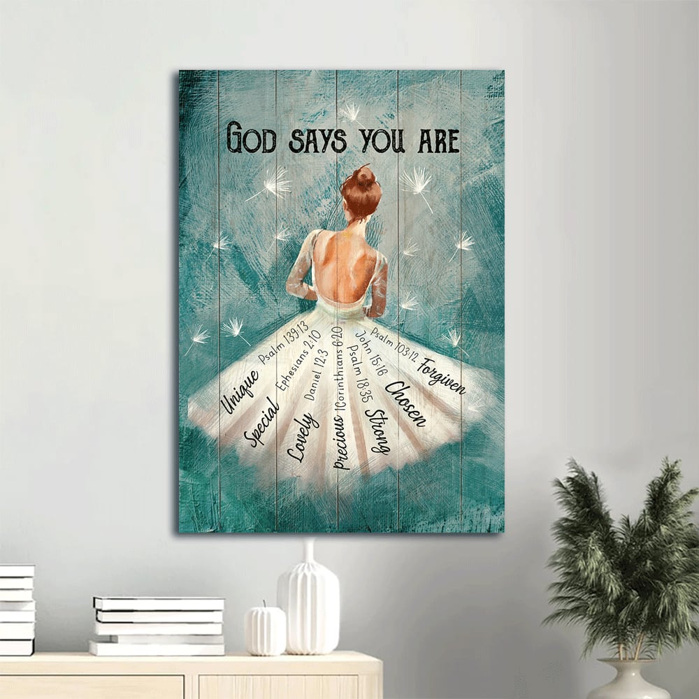 Ballerina Painting God Says You Are Canvas Wall Art - Gift For Her