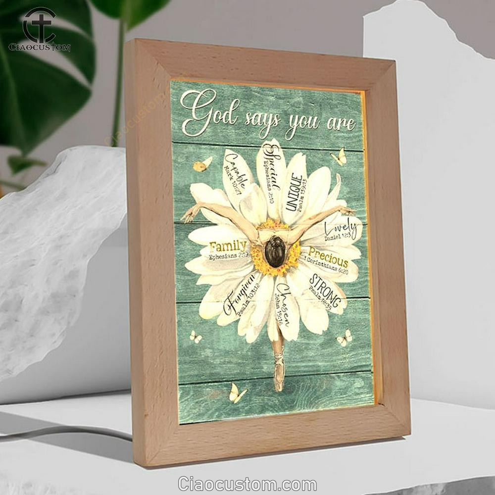 Ballet Dancer, White Daisy, God Says You Are Frame Lamp