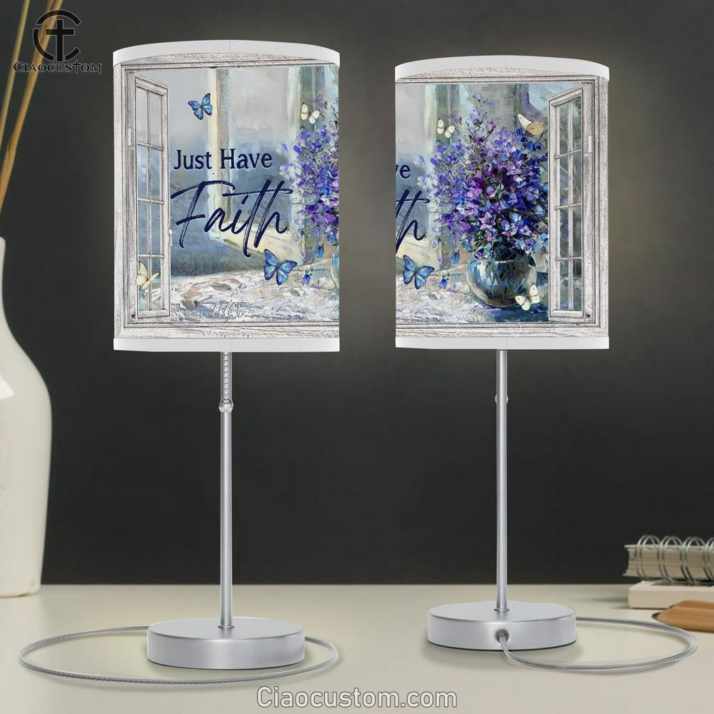 Balloon Flower, Crystal Vase, Butterfly, Just Have Faith Table Lamp