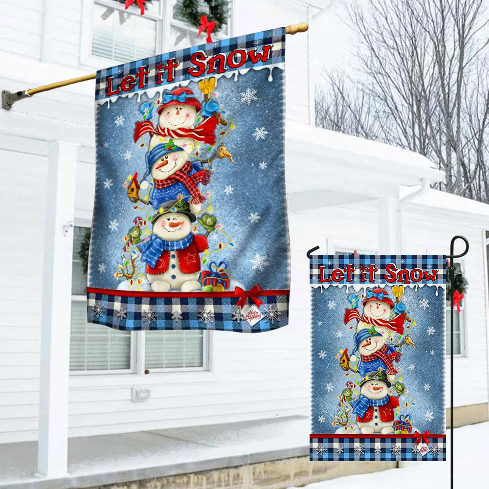 Banner Home Decor Let It Snow Door Cover - Snowman Christmas Door Cover - Christmas Outdoor Decoration