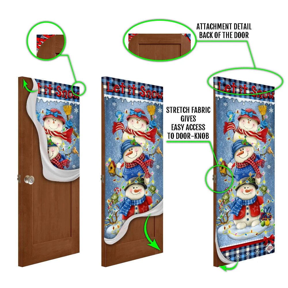 Banner Home Decor Let It Snow Door Cover - Snowman Christmas Door Cover - Christmas Outdoor Decoration