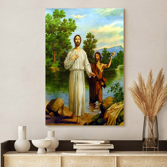 Baptism Of Christ American School Canvas Wall Art - Jesus Christ Canvas - Christian Wall Art