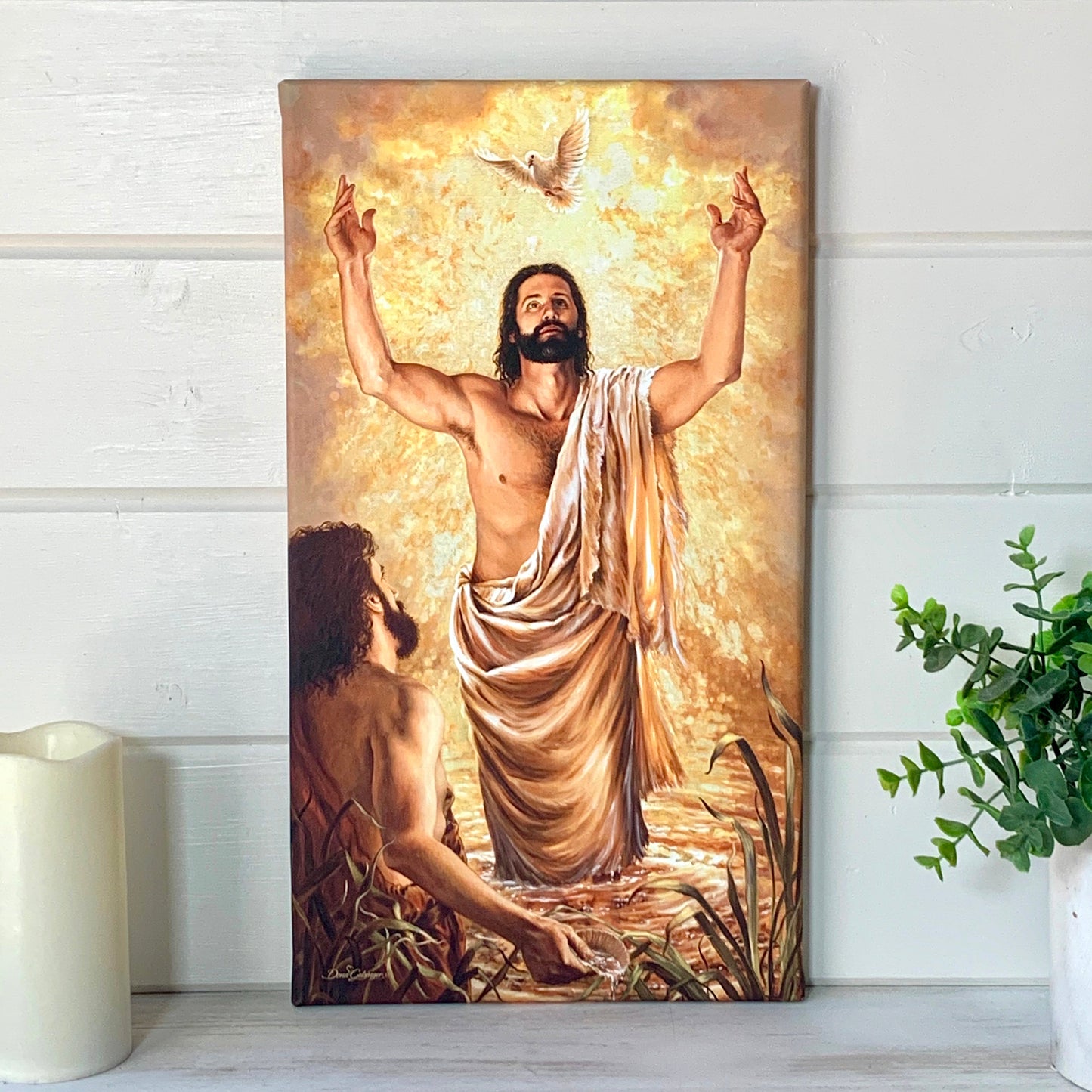 Baptism Of Jesus Canvas Wall Art - Christian Wall Decor - Religious Gift