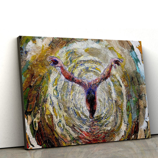Baptism Vortex Of The Christ 3 Canvas Wall Art - Jesus Baptism Canvas - Christian Paintings For Home