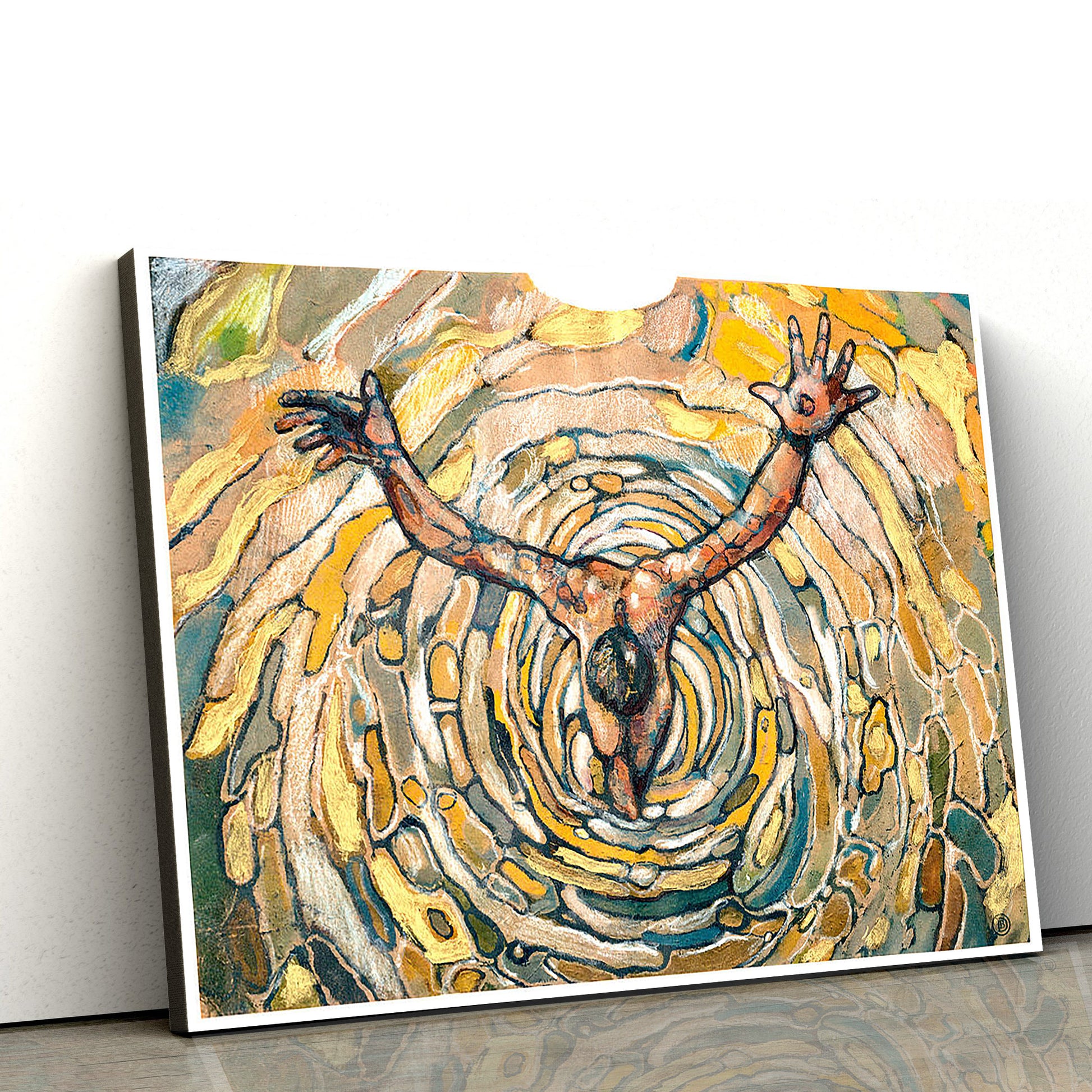 Baptism Vortex Of The Christ Canvas Wall Art - Jesus Baptism Canvas - Christian Paintings For Home