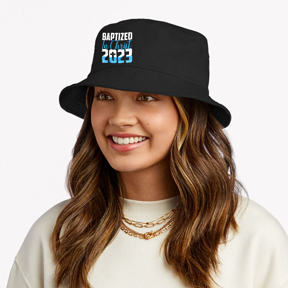 Baptized In Christ 2023 Water Baptism Church Group Faith Fun Bucket Hat