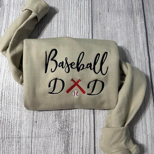 Baseball Dad Embroidered Sweatshirt, Women's Embroidered Sweatshirts