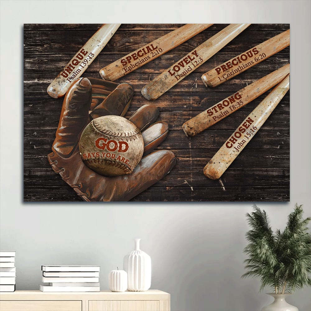 Baseball God Says You Are Canvas Wall Art - Christian Wall Decor