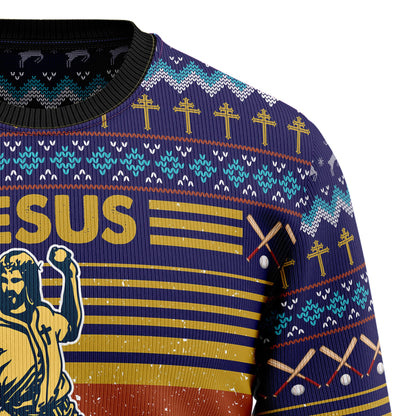 Baseball Jesus Save Ugly Christmas Sweater - Xmas Gifts For Him Or Her - Christmas Gift For Friends