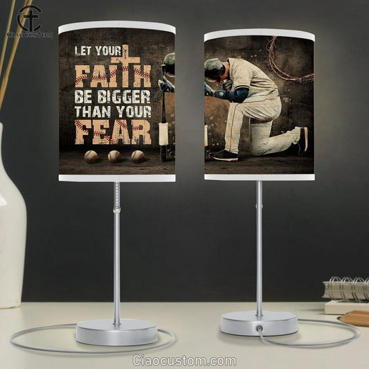 Baseball Let Your Faith Be Bigger Than Your Fear Table Lamp For Bedroom - Bible Verse Table Lamp - Religious Room Decor