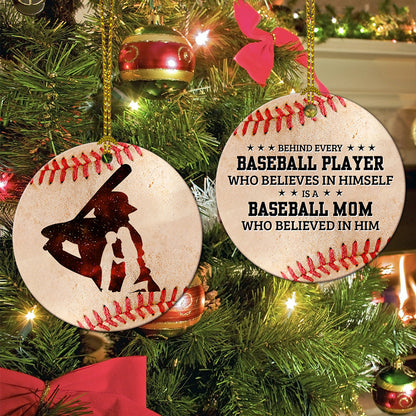 Baseball Mom Ceramic Circle Ornament - Decorative Ornament - Christmas Ornament