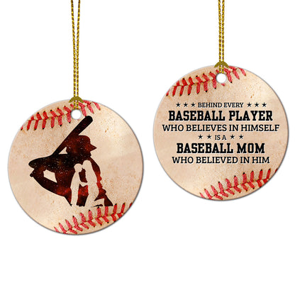 Baseball Mom Ceramic Circle Ornament - Decorative Ornament - Christmas Ornament