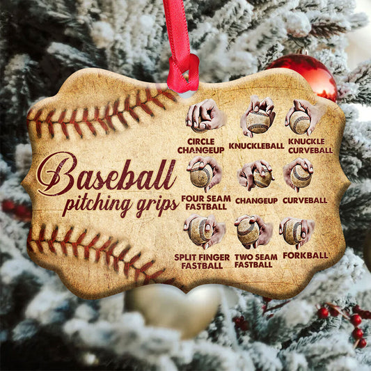 Baseball Pitching Grips Metal Ornament - Christmas Ornament - Christmas Gift