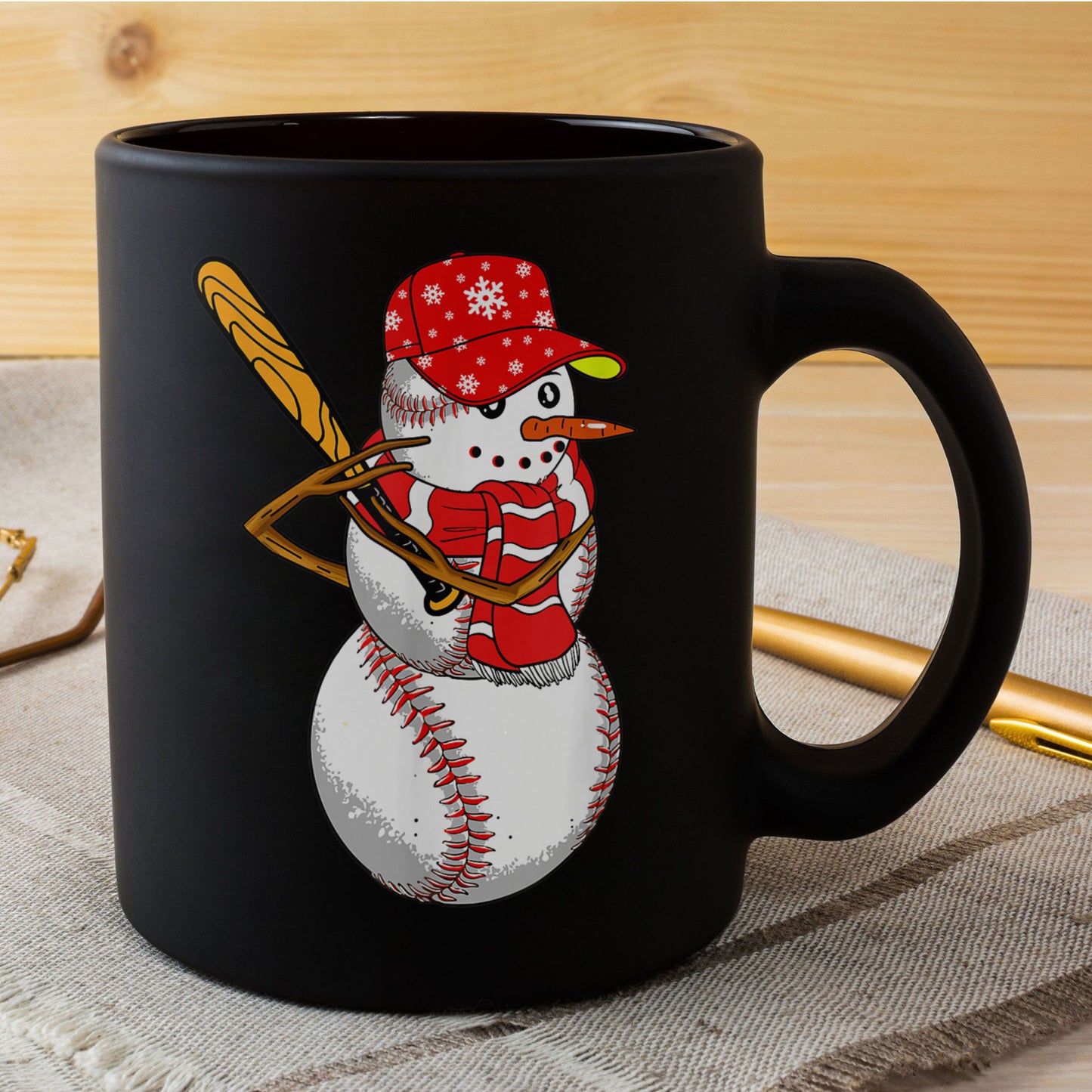 Baseball Snowman Snow Balls Christmas Family Matching Mug