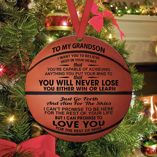 Basketball Grandson You Never Lose Circle Ornament - Christmas Ornament - Ciaocustom