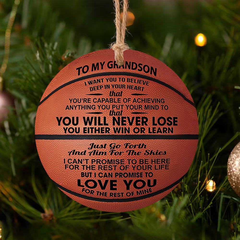 Basketball Grandson You Never Lose Circle Ornament - Christmas Ornament - Ciaocustom