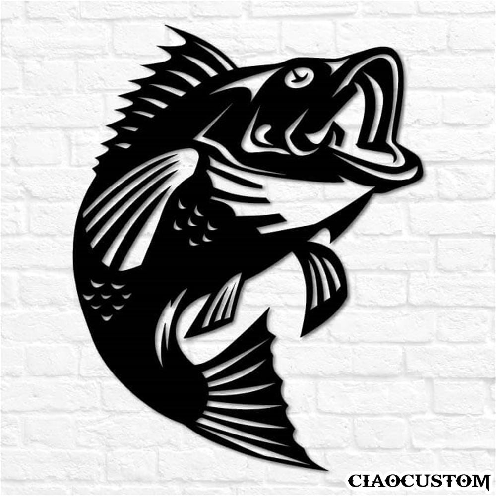 Bass Fish Metal Sign - Decorative Metal Wall Art - Metal Signs Outdoor