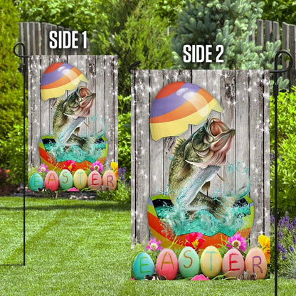 Bass Fishing Happy Easter House Flag - Easter Garden Flag - Easter Outdoor Decor