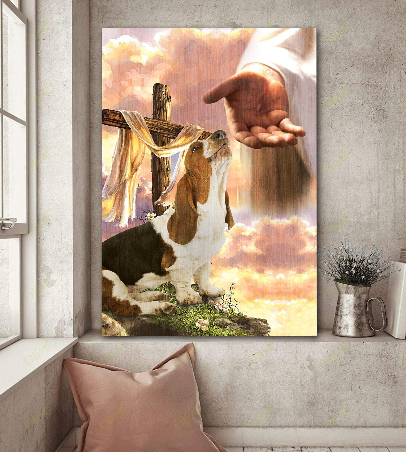 Basset Hound God Hand Photo Canvas - Canvas Decor Ideas