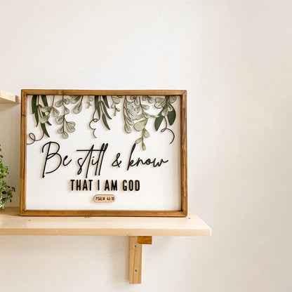 Be Still And Know That I Am God Wood Sign - Bible Verse Sign - Christian Wood Signs