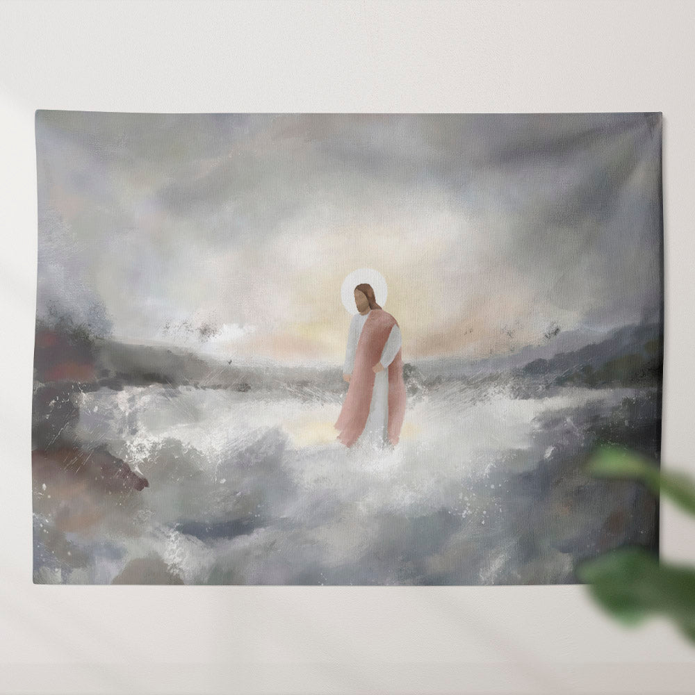 Be Still My Soul - Jesus Walking on Water Tapestry - Jesus Wall Tapestry - Christian Tapestry - Religious Tapestry Wall Hangings - Ciaocustom