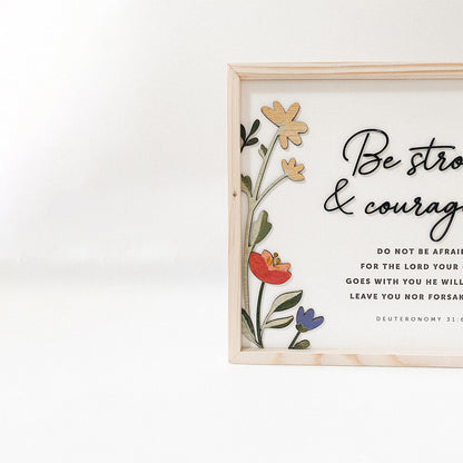 Be Strong And Courageous Do Not Be Afraid Bible Verse Wood Sign - Christian Wood Signs