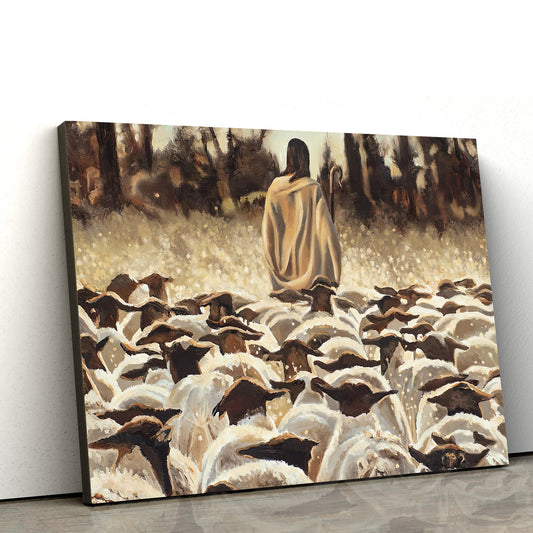 Jesus Leading A Flock Of Sheep Canvas Poster