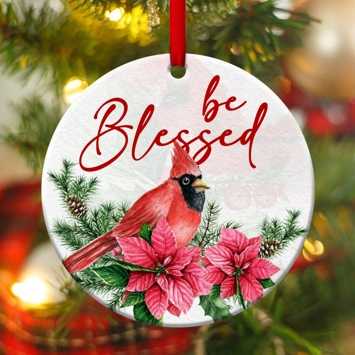 Be Blessed - Unique Ceramic Circle Ornament - Christmas Decor - Nativity Ornaments