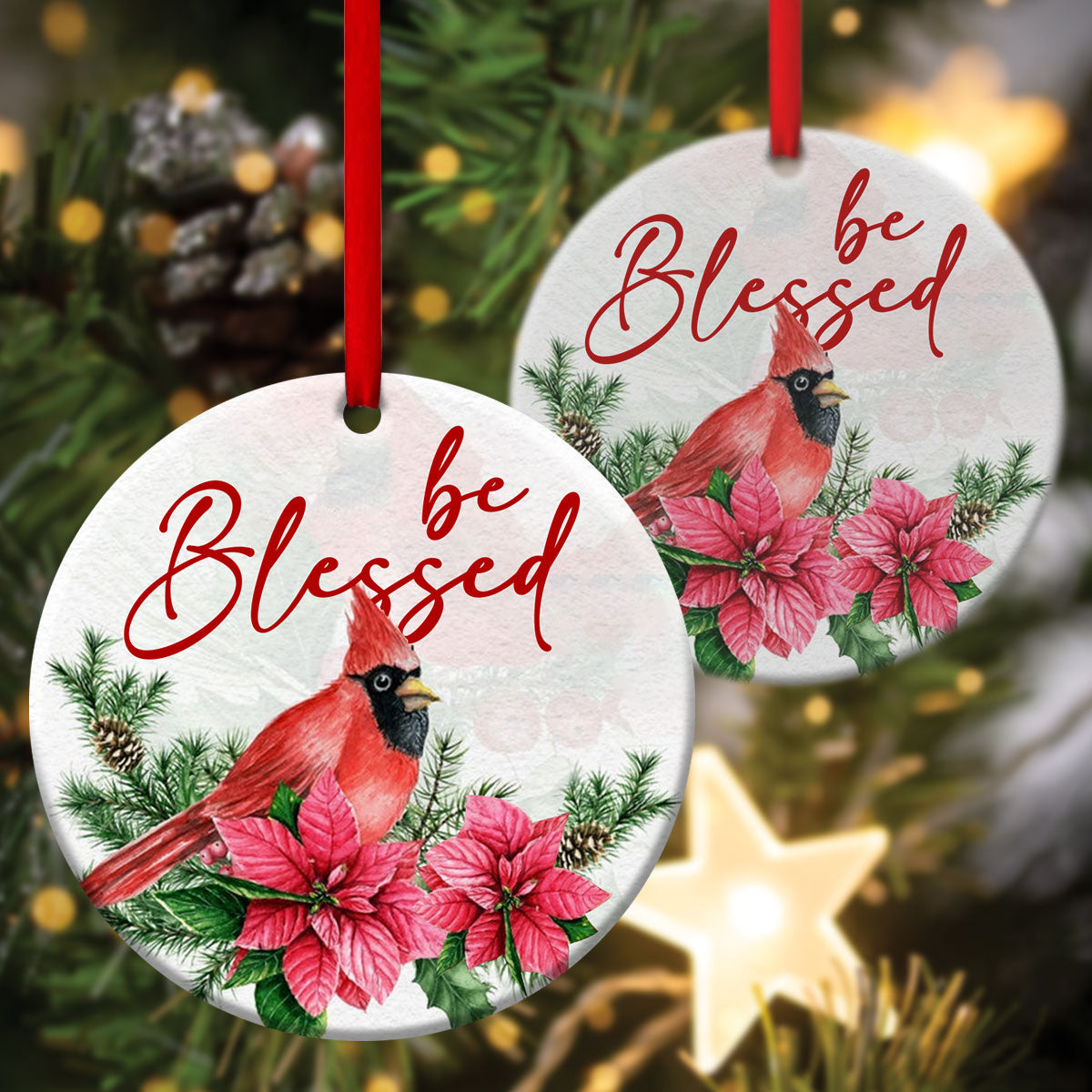 Be Blessed - Unique Ceramic Circle Ornament - Christmas Decor - Nativity Ornaments