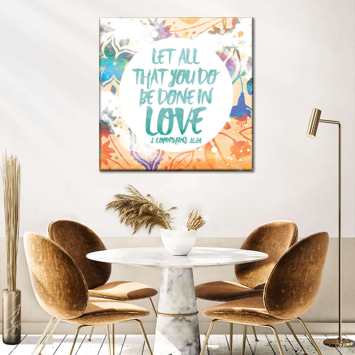Be Done In Love Square Canvas Wall Art - Bible Verse Wall Art Canvas - Religious Wall Hanging