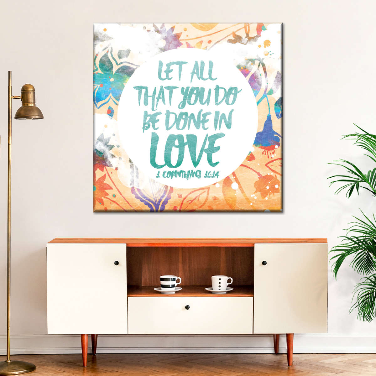 Be Done In Love Square Canvas Wall Art - Bible Verse Wall Art Canvas - Religious Wall Hanging