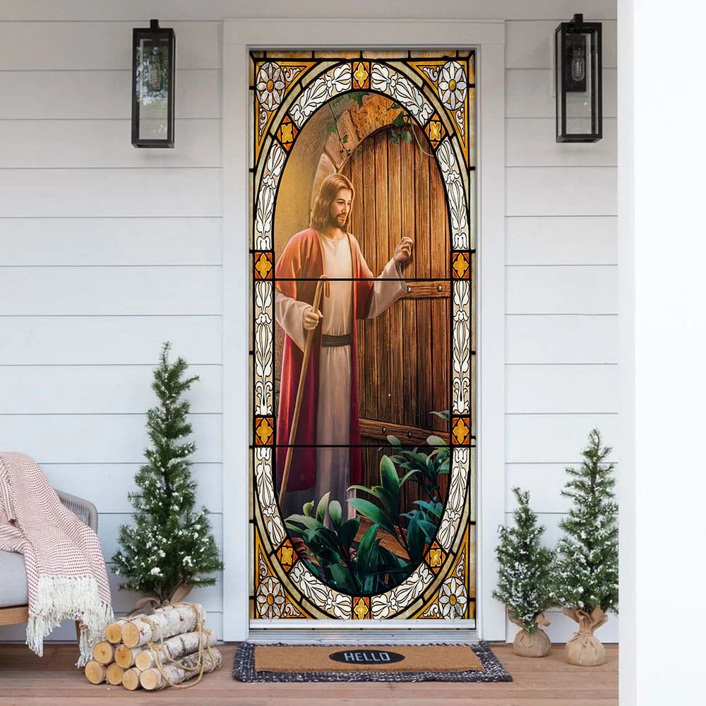 Be Hold, I Stand At The Door Jesus Christ Door Cover - Religious Door Decorations - Christian Home Decor