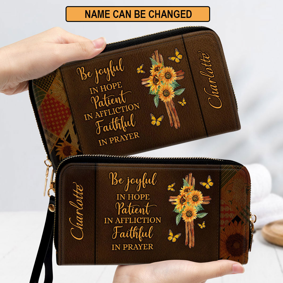 Be Joyful In Hope - Pretty Personalized Sunflower Clutch Purse - Women Clutch Purse