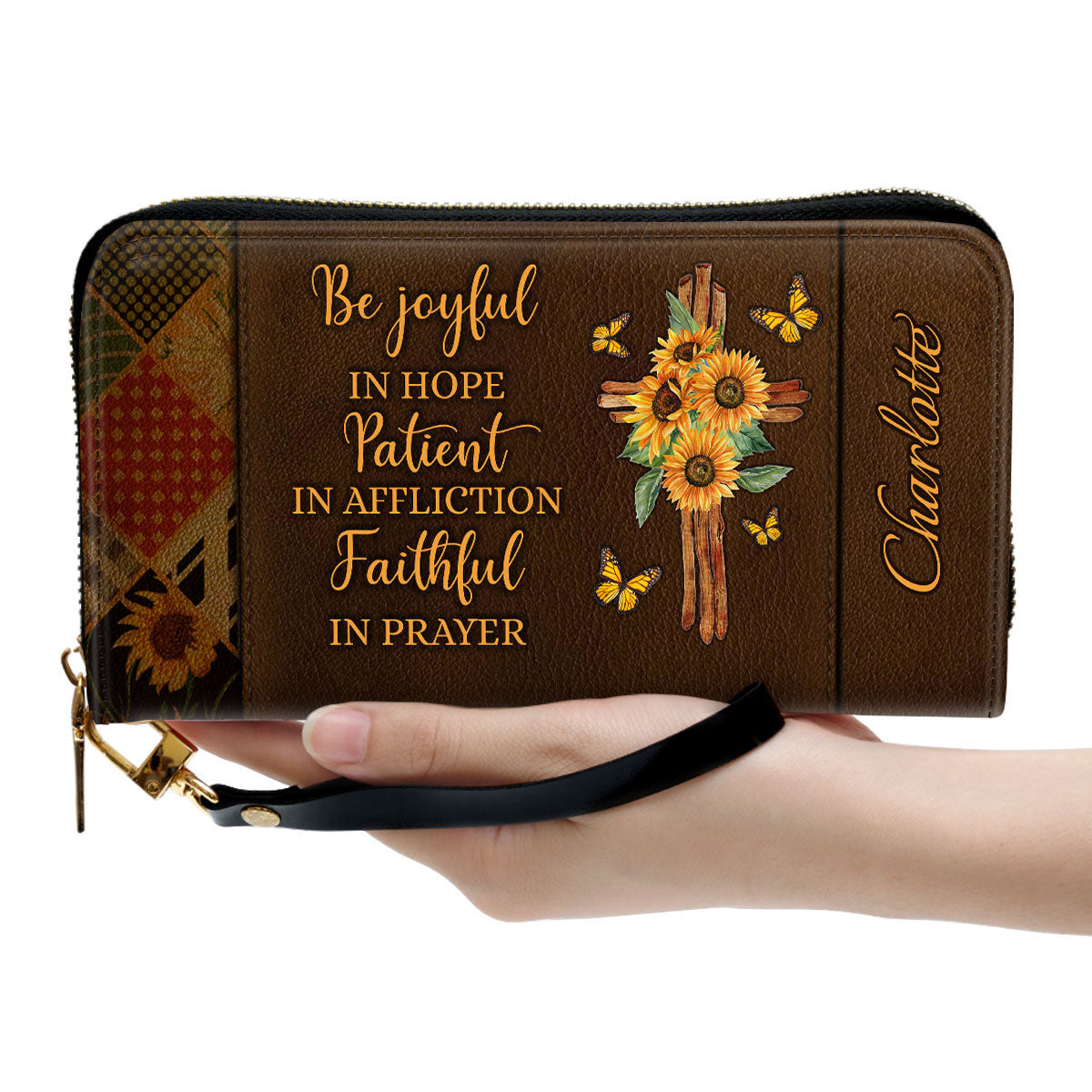 Be Joyful In Hope - Pretty Personalized Sunflower Clutch Purse - Women Clutch Purse