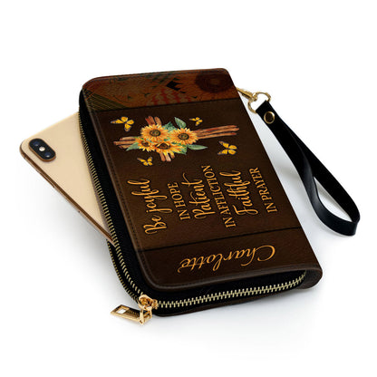 Be Joyful In Hope - Pretty Personalized Sunflower Clutch Purse - Women Clutch Purse
