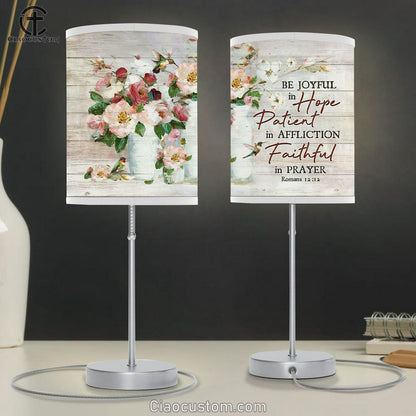 Be Joyful In Hope Flowers Hummingbird Table Lamp For Bedroom - Bible Verse Table Lamp - Religious Room Decor