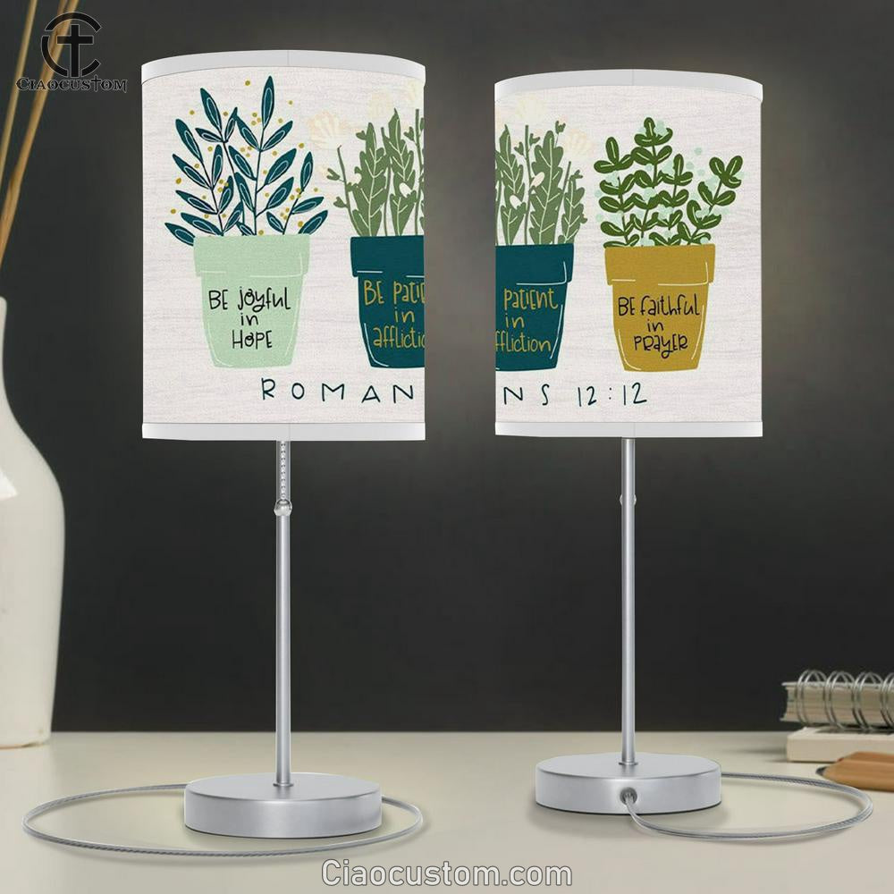 Be Joyful In Hope Romans 1212 Bible Verse Table Lamp For Bedroom - Christian Room Decor