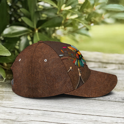 Be Kind Hippie Sunflower Leather Style Baseball Cap
