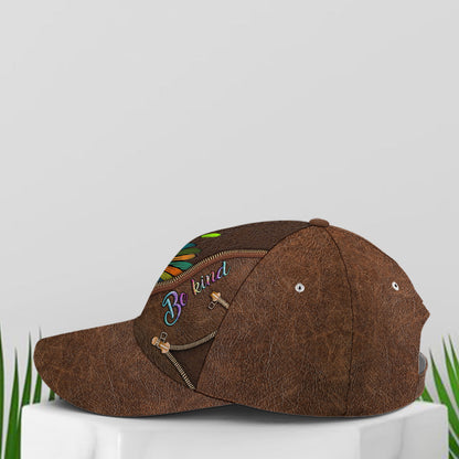 Be Kind Hippie Sunflower Leather Style Baseball Cap