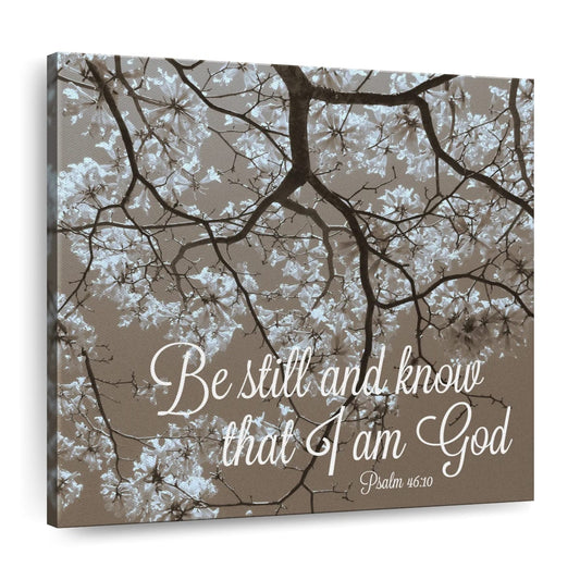 Be Still And Know Bible Verse Square Canvas Wall Art - Bible Verse Wall Art Canvas - Religious Wall Hanging