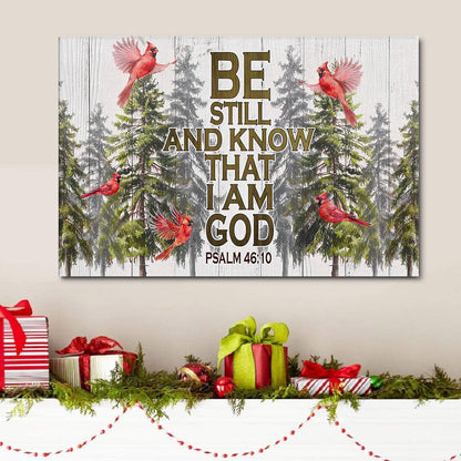 Be Still And Know Cardinal Bird Christmas Wall Art Canvas Decoration - Religious Canvas Painting
