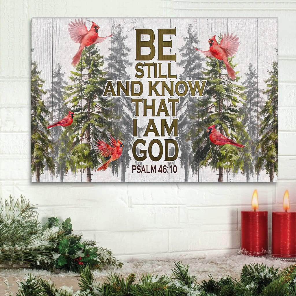 Be Still And Know Cardinal Bird Christmas Wall Art Canvas Decoration - Religious Canvas Painting