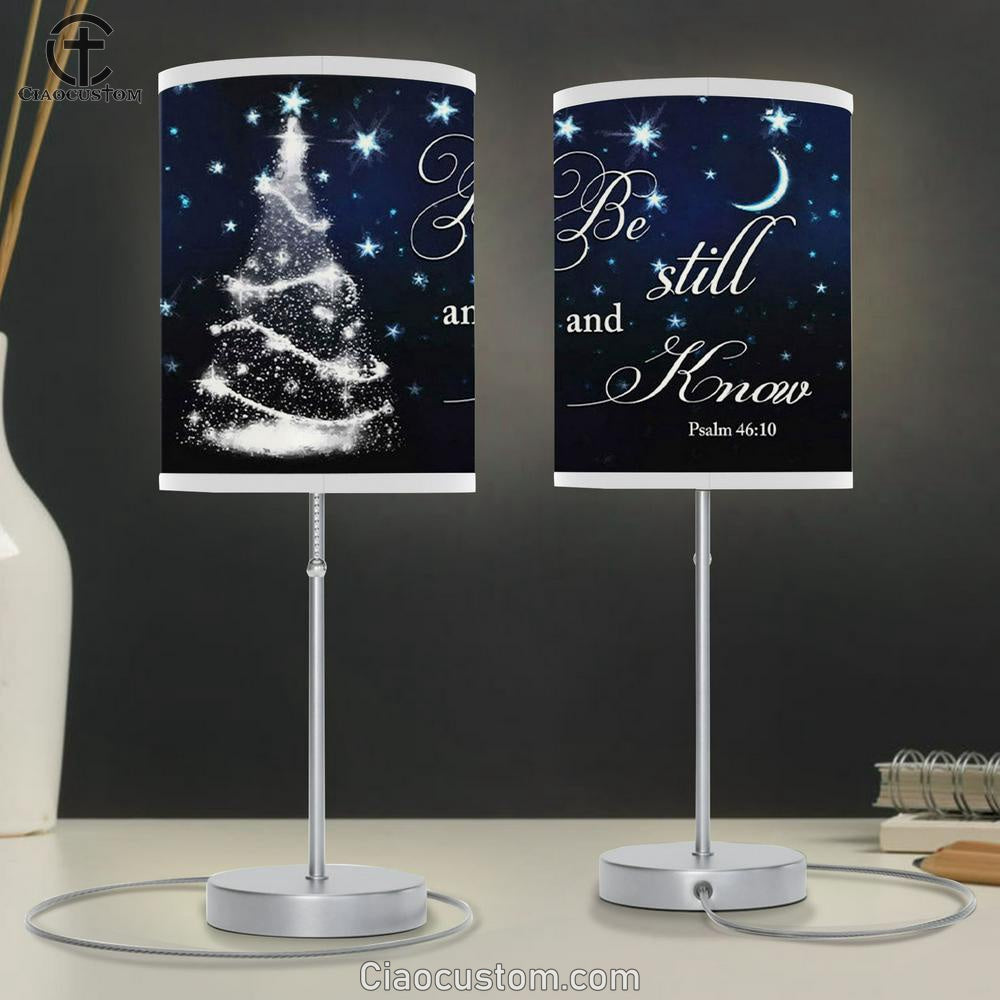 Be Still And Know Psalm 4610 Christmas Tree Table Lamp For Bedroom - Christian Room Decor