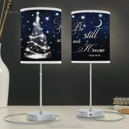 Be Still And Know Psalm 4610 Christmas Tree Table Lamp For Bedroom - Christian Room Decor