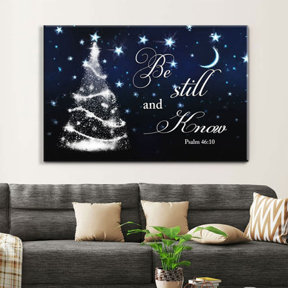 Be Still And Know Psalm 4610 Christmas Tree Wall Art Canvas - Religious Wall Decor