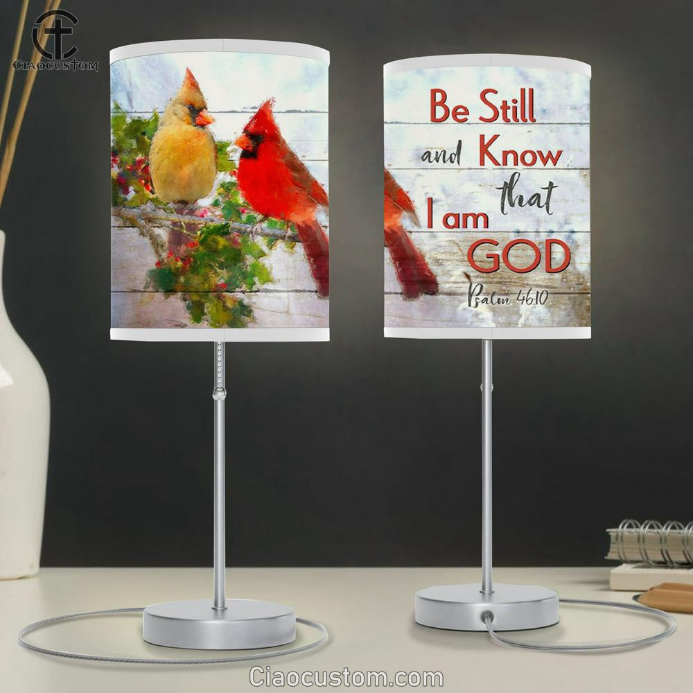 Be Still And Know That I Am God - Cardinal Bird Couple - Christian Table Lamp For Bedroom - Christian Room Decor