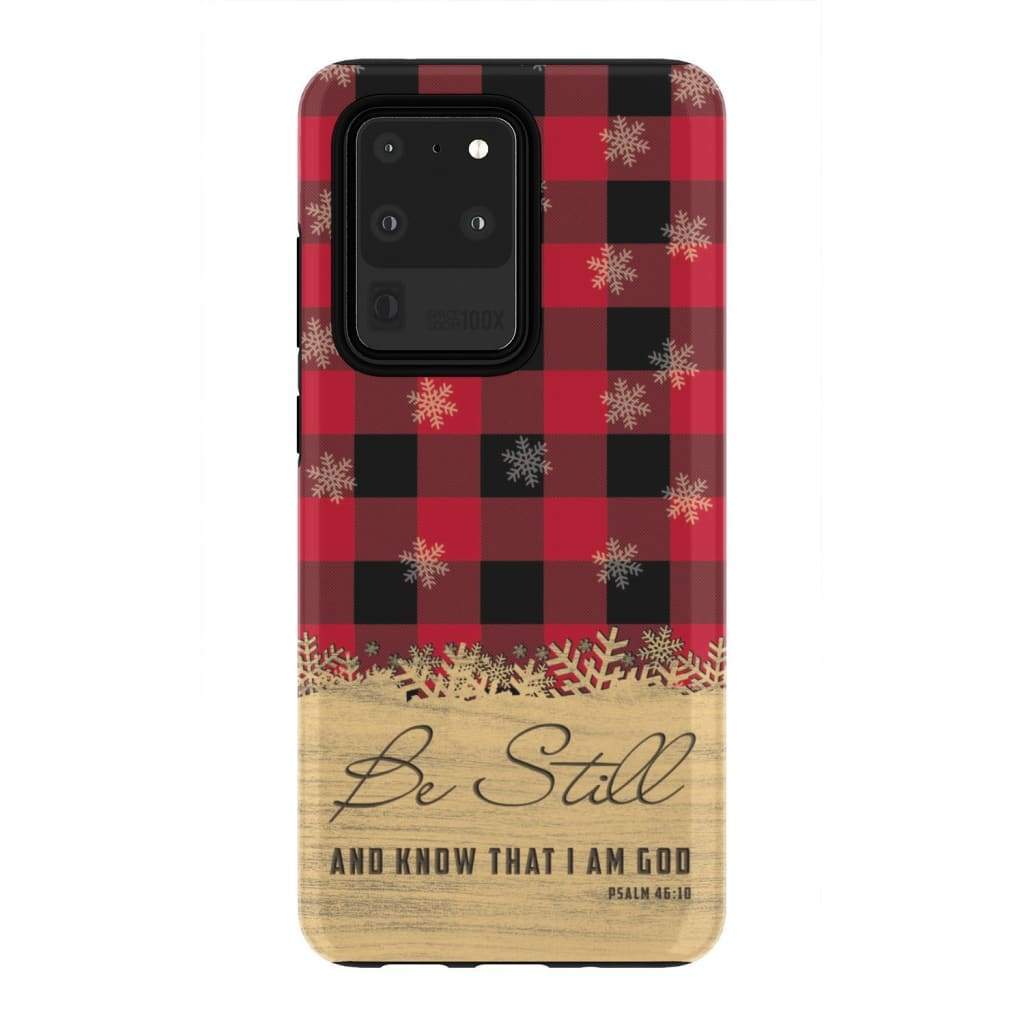 Be Still And Know That I Am God - Red Black Buffalo Plaid - Christmas Phone Case - Bible Verse Phone Cases Samsung